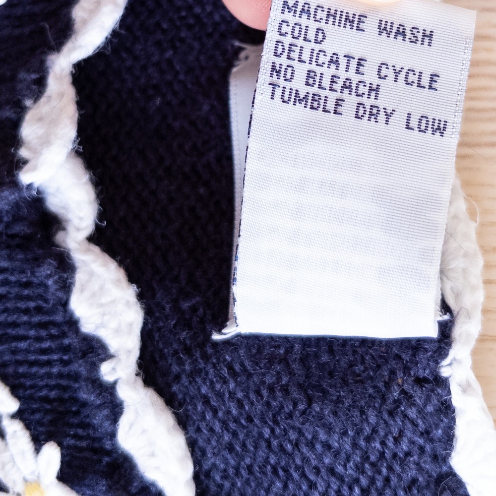 Vintage Hartstrings Cardigan Sweater Navy Blue Chick Daisy 90s Kids Size 4T/5 - Picture 5 of 9
